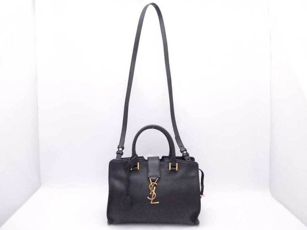 Saint Laurent Shoulder Black Cabas Baby 2way leather Bag Black